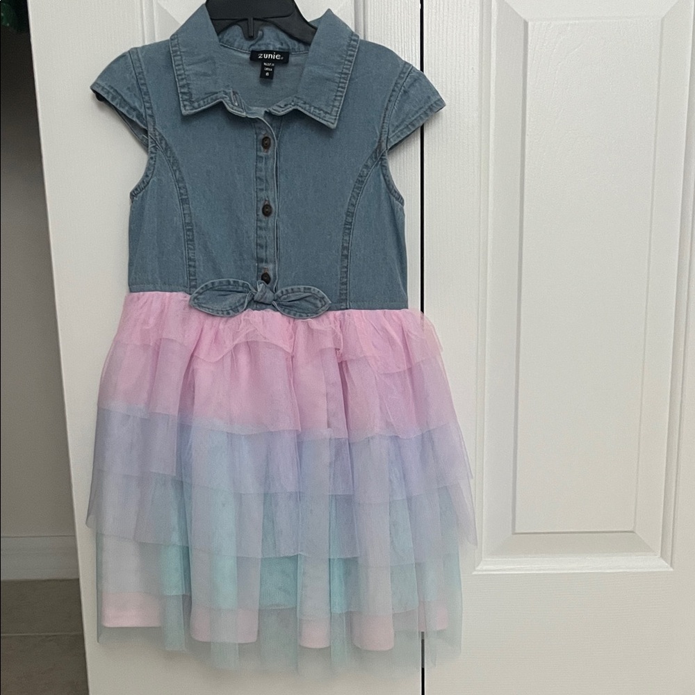 Zunie Denim and Rainbow Tulle Dress
